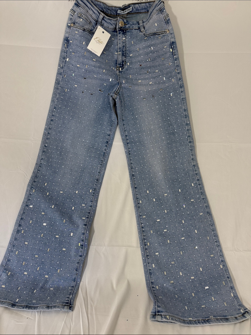 New Nina Rossi Light Blue WideLeg Embellished Jeans  Unknown Brand